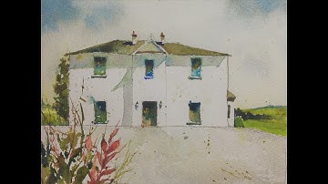 Watercolor White Plaster House and Farmland views - with Chris Petri