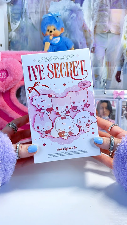 unboxing IVE SECRET album 💕 evil cupid ver. ✨ the plushies are so cute! 🎀 #kpopshorts #kpopalbum