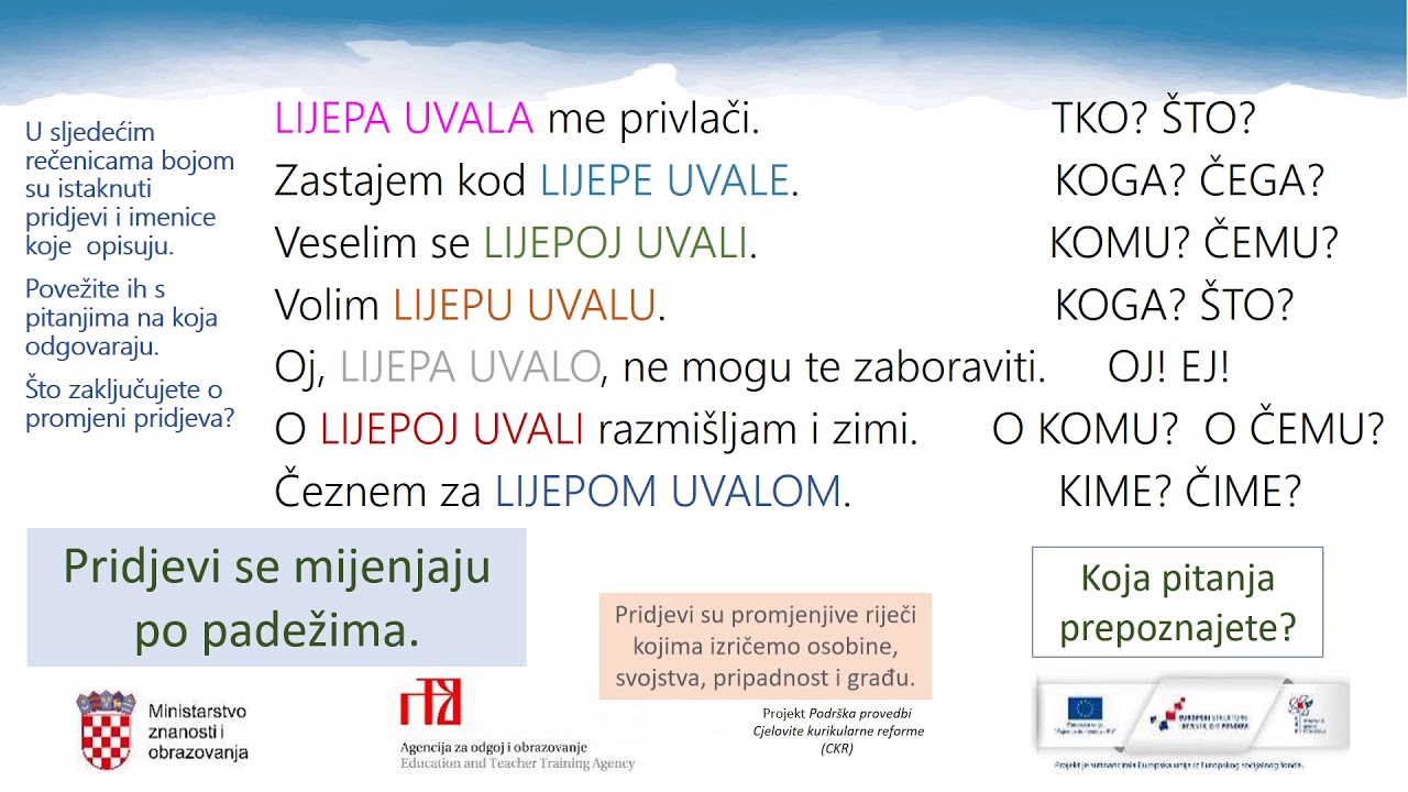 Hrvatski jezik, 5.r. OŠ -  Pridjevi