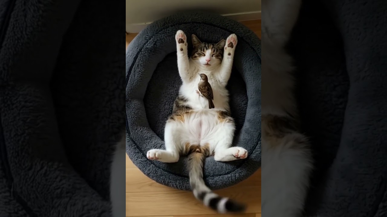 Cozy Cat Vibes: Watch This Adorable Feline Relax in Its Cat Bed! 🐾😻