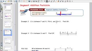 1-1 Distance/segment addition postulate/midpoints/bisectors