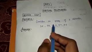 Sorting technique QUICK sort concept and problem solved and explained in tamil(oops)