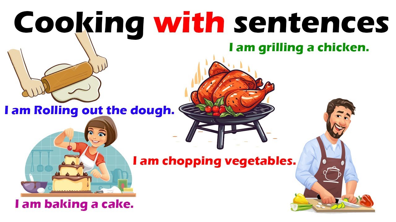 Cooking with sentences | Action Verbs For Beginner Daily English ...