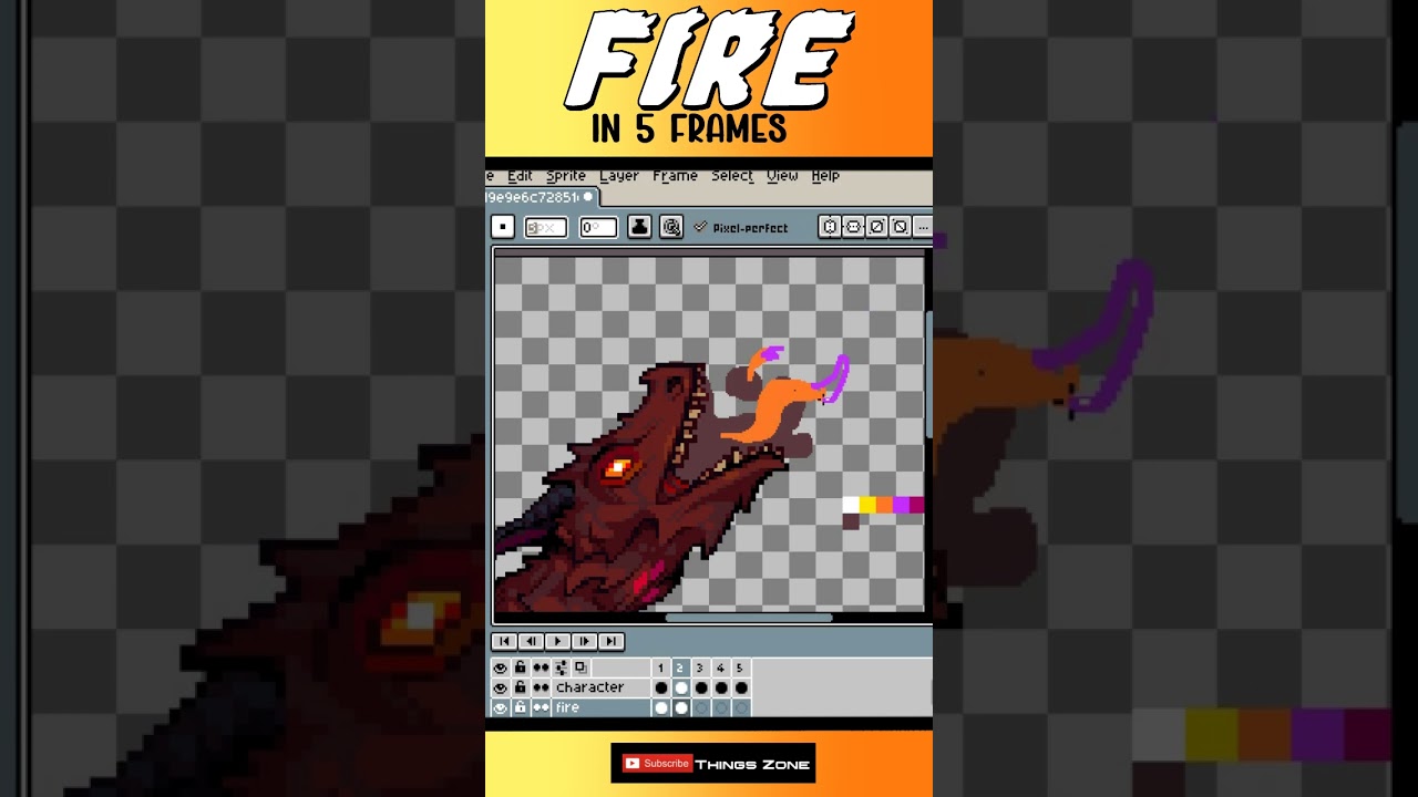 Aseprite Pixel Art Fire Animation (The 5-Frame Trick)