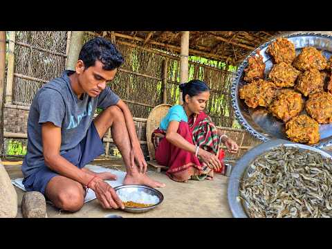 Country Side Mother And Son Cooking Prawan Fish Bora Curry Recipe Eating With Lunch