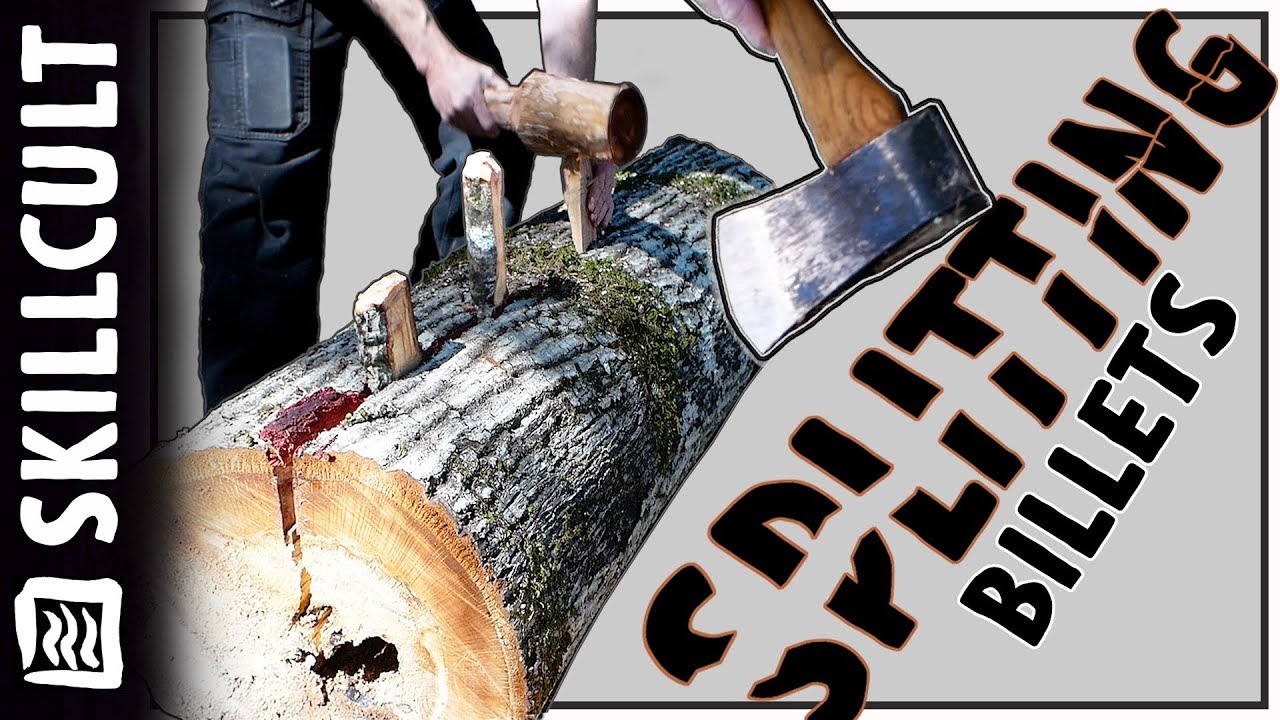 Splitting Choice Axe Handle Blanks From An Oak Log & Shaping Wooden