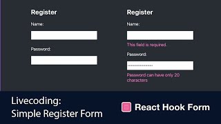 Livecoding: How to create a simple register form with validation using React Hook Form