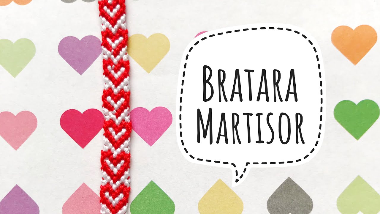 Bratara din ata cu Inimi