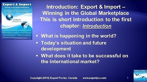 Introduction to Export & Import Winning in the Global Marketplace