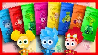 Разноцветные ШОКОЛАДКИ - Учим цвета вместе с игрушками Фиксики