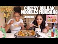 High cheesy buldak ramen noodles  tteokbokki cooking and eating mukbang