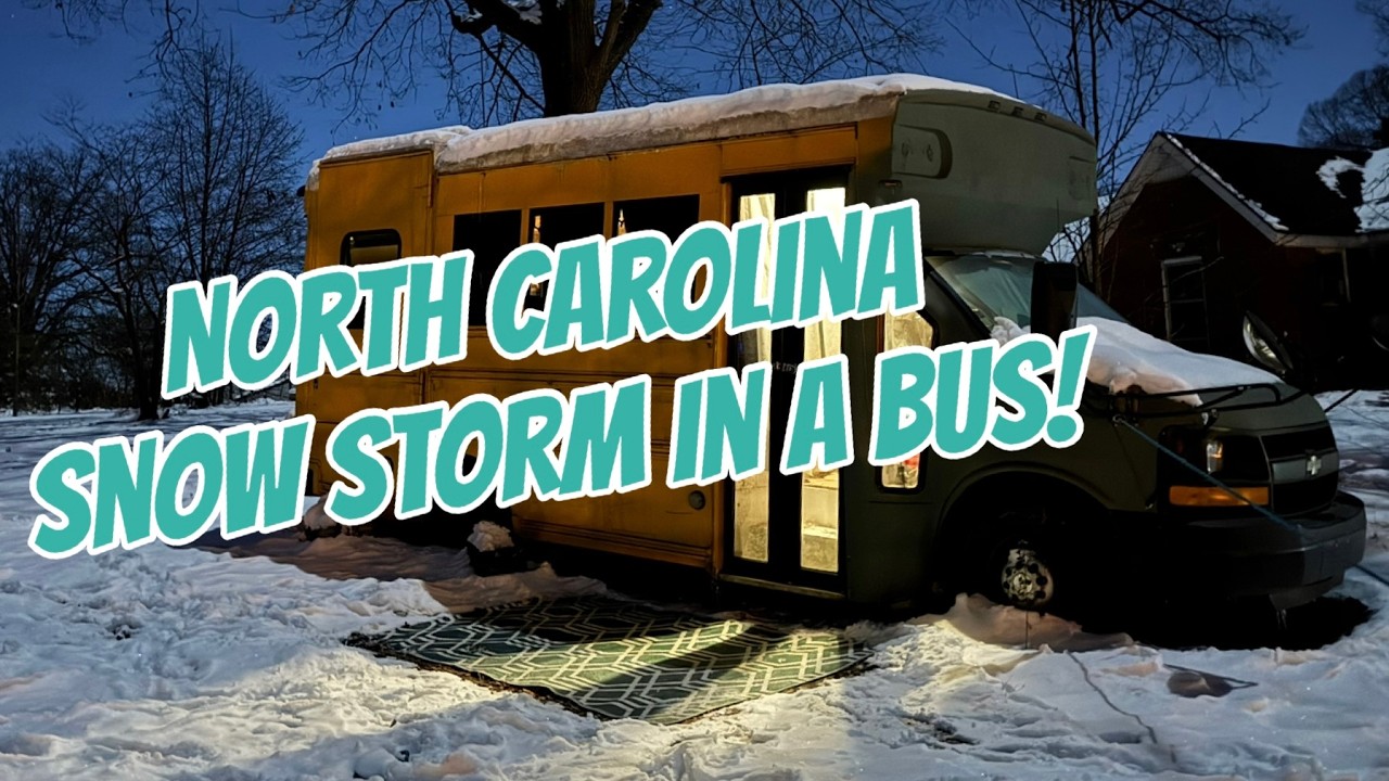 North Carolina Snow Storm 2026! A skoolie, a dog, a jeep drive and a little bit of snow!