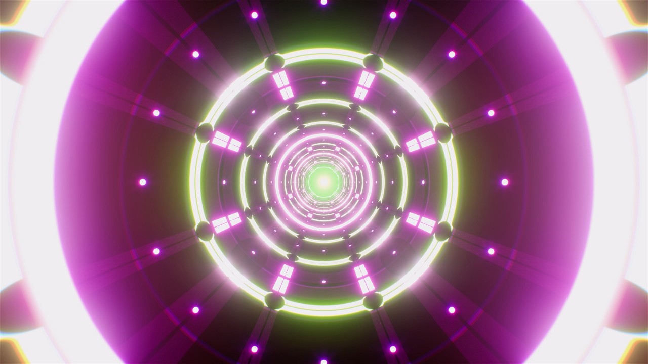 4K VJ Loop – Glowing Green & Purple Tunnel Motion Graphics Background ...