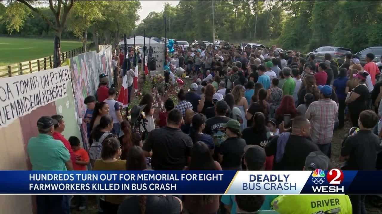 Hundreds join memorial for 8 farmworkers killed in Ocala bus crash ...