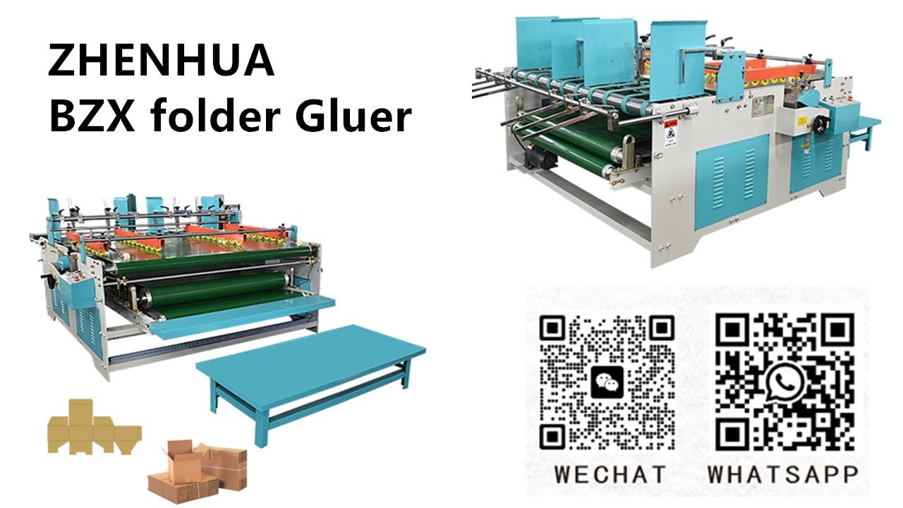 BZX die cut box Flap Pasting Press type Folder Gluer Machine - YouTube