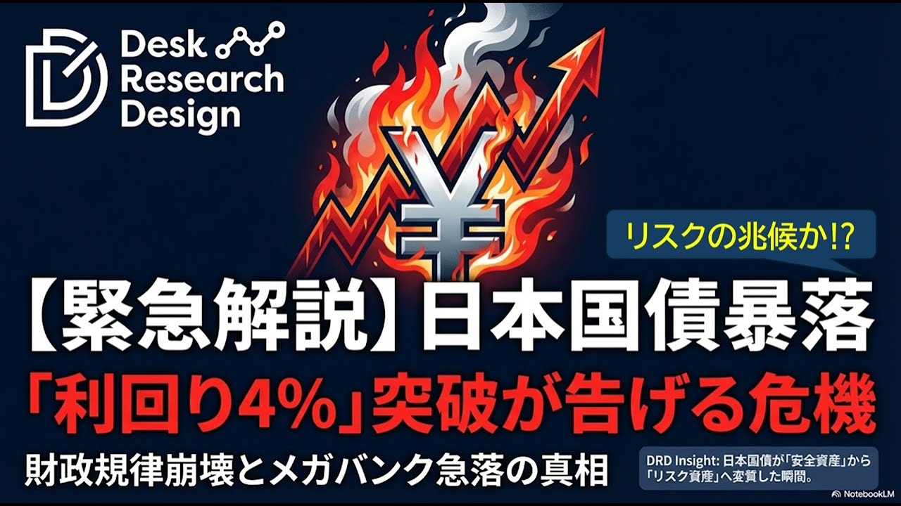 緊急解説】「日本国債暴落リスクの兆候か⁉」（市場の温度感を知る事で、リスク回避と回復時の押し目チャンスへ）｜Desk Research Design