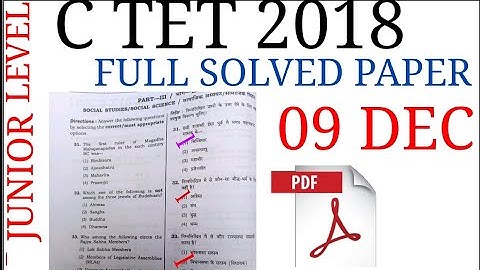 C TET SOLVED PAPER JUNIOR LEVEL FIRST SHIFT 9 DEC 2018
