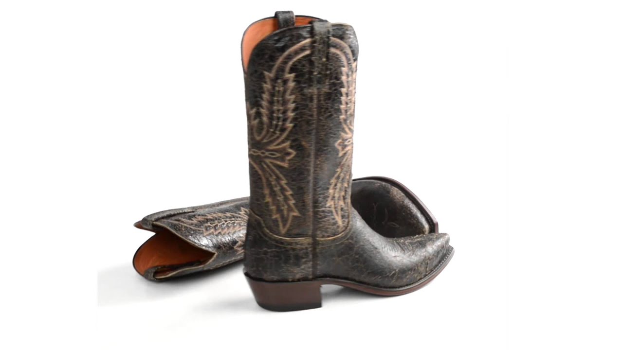 Lucchese Crackle Leather Western Boots - 5-Blunt Toe (For Men) 