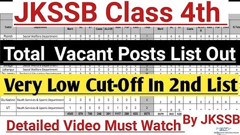JKSSB Class 4th Low CUT-OFF In 2nd List?...  See How