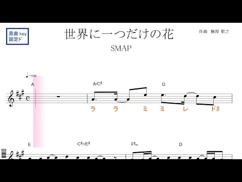 世界に一つだけの花（SMAP）原曲key固定ド読み　／ドレミで歌う楽譜【コード付き】