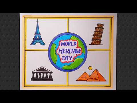 World Heritage Day Drawing/ World Heritage Day Poster/ Easy Heritage Day Drawing