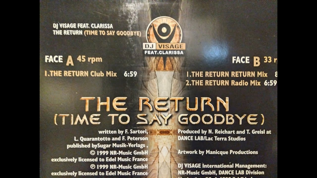 DJ  VISAGE  -  THE   RETURN  (Club  Mix)   time to say goodbye