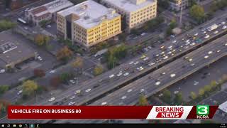 LiveCopter 3 is over a vehicle fire on Business 80