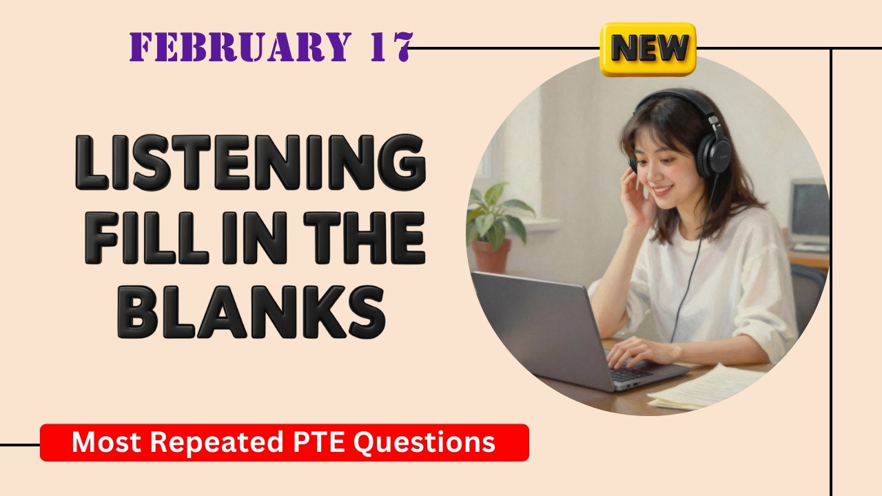 PTE Listening Fill in The Blanks | Timer and Answers | Real Exam Questions February 2026