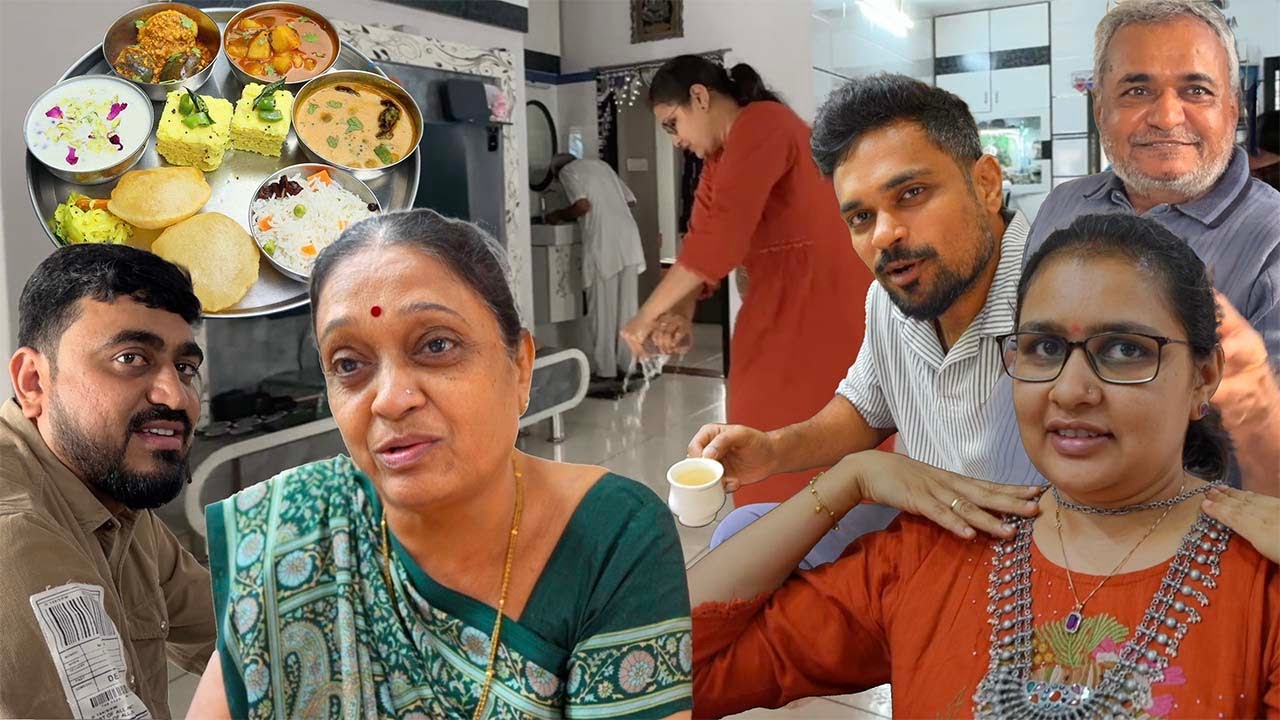 mama ke ghar sab ne shrad ka lunch kiya aur sarika ne pocha lagaya !