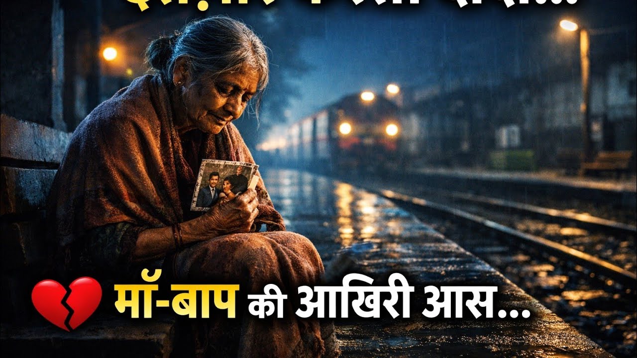 प्लेटफॉर्म पर बैठी माँ 😢 | Sad Cartoon Story Hindi