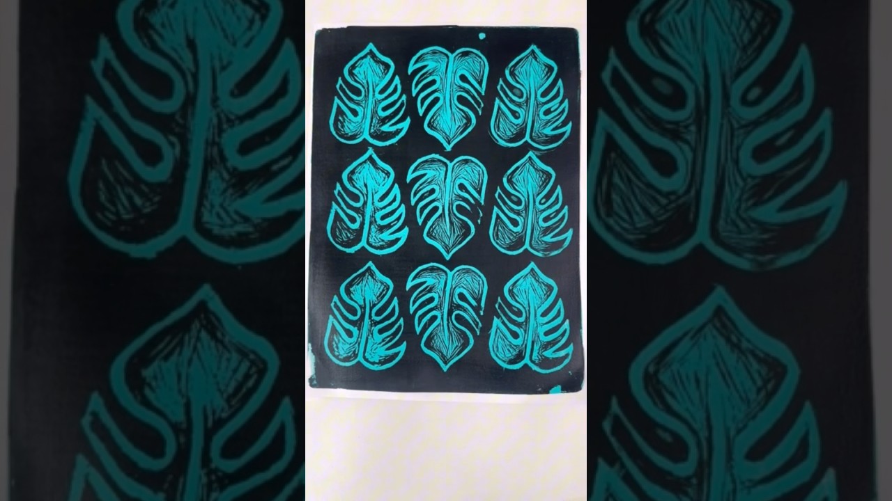 Leaf Lino Stamp on Gelli Plate (Fast & Easy)🌿