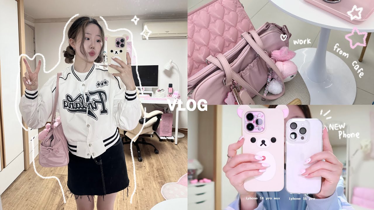 slices of life in Korea☁️: iphone16, work from cafe, unboxing♡