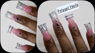 🤍⺒Black & White Snake Polygel Nails