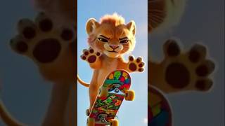Leo Learns Skateboarding for the First Time 🦁🛹#LeoLion #KidsShorts #YouTubeShorts #ViralShorts