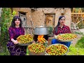 Rural Life of IRAN: Making plum sauce and traditional sweets | Life in a village garden