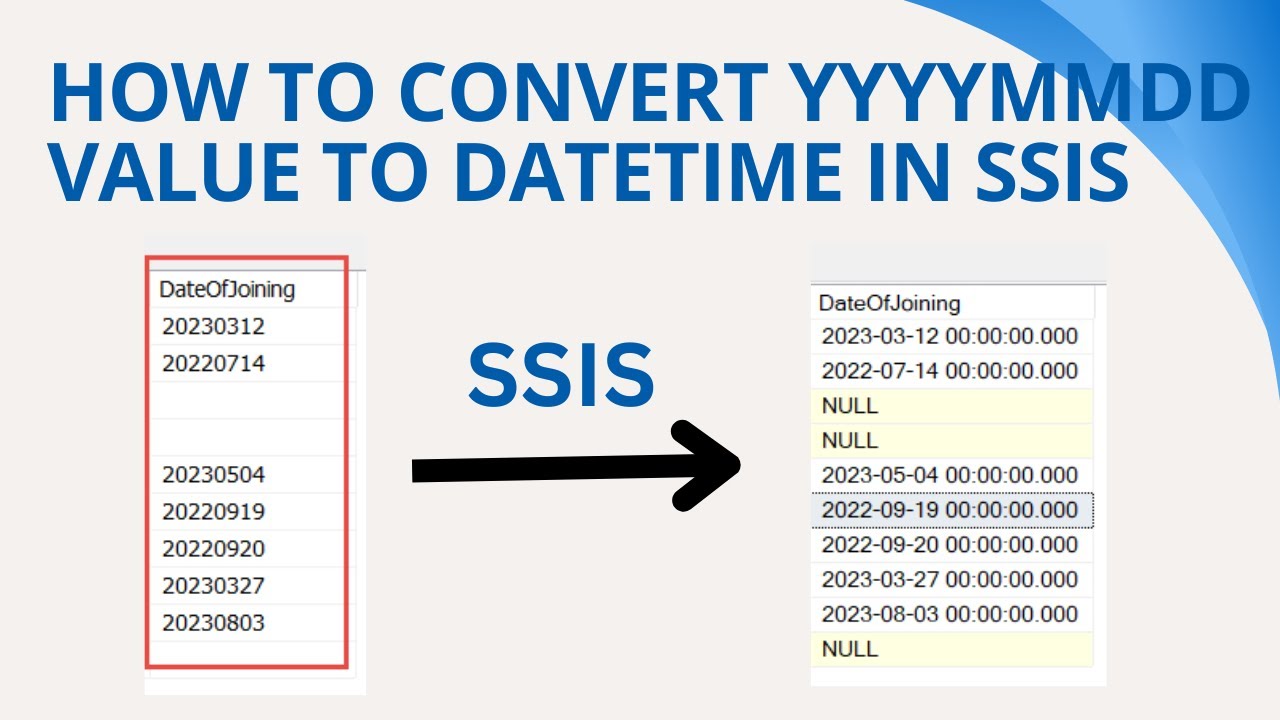132 How To Convert YYYYMMDD Value To Datetime In SSIS YouTube