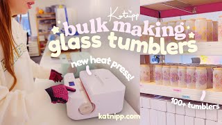 STUDIO VLOG ✿ We got a new Auto-Heat tumbler press, Bulk making our own glasses with sublimation