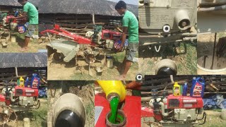 how to change Engine oil & gear oil Pouring power tiller tractor