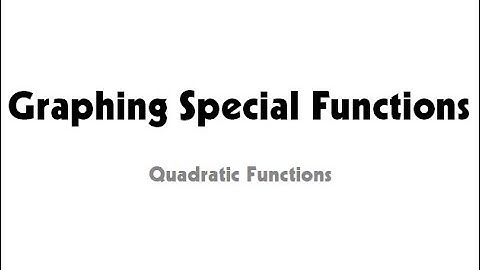 Video #2 Graphing Special Functions  Quadratic Functions