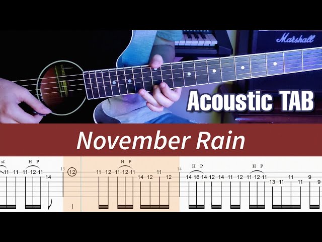 Guns N' Roses - November Rain (Acoustic Guitar lesson with TAB) class=