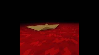 Blood and Paper
Theme : VERY WEIRD. Spooky then goofy, kinda.
Motifs : Origami
Made by Catzen
This is definitely the weirdest song Ive made in terms of both the song AND the image I used for it.
The paper boat, from almost any other angle, is just a garbled mess of triangles. But dont worry. Thats not canon.
I used Blockbench and made a Minecraft resource pack to do this. Custom model data and everything.
I also used shaders but. Well. I cant do that because my computer cannot handle them. I was completely unable to move around when I had the shaders on and had to use commands to teleport everything around and place blocks.
Anyways.
Blood and Paper.
Papercuts.
There is something going on that I dont know about.
Whatever it is, it is making for quite the entertaining story, so I will cooperate.
What concerns me, though, is that Blood is the symbol of someone not too friendly with me. I would assume that paper, Origami would be the same. It fits well.
Im taking some inspiration. Blood and Paper