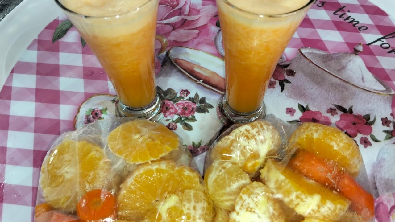 عصير البرتقال بالجزر الطبيعي في البيت — مشروب يقوّي المناعة وطعمه يجنن 🍊🧡 ✨👌🏻🤤😋👍🔥😍💡💯🍲