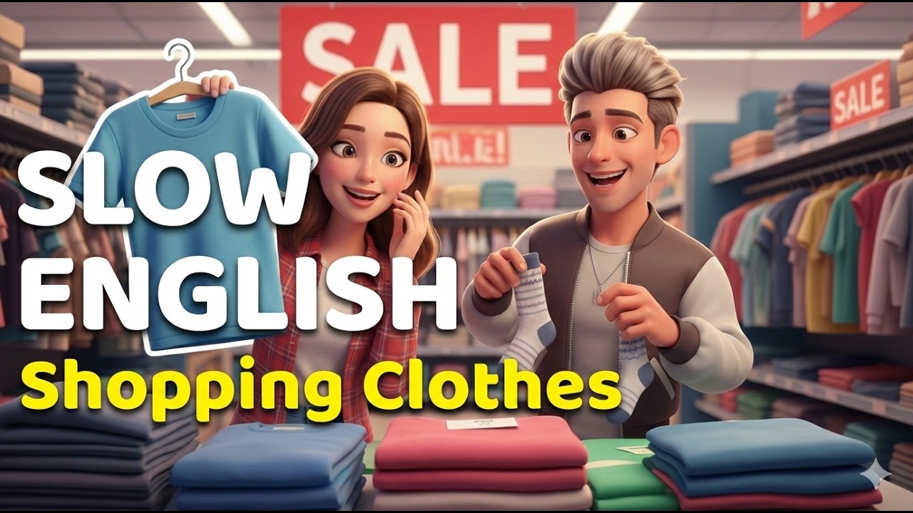 hopping Clothes at Supermarket 🛒👕 | Slow English Shadowing Podcast (A1-B1)