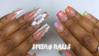 Doing both my hands using BTARTBOX X- COAT Tips | spring nails | review🌸💖