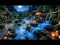 Japanese Zen Garden at Midnight 🏮 Water Stream Ambience for Sleep & Meditation