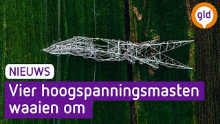 Hoogspanningsmasten Omgewaaid Tijdens Noodweer In Oosterwolde