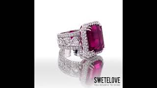 9.1ct Emerald Cut Ruby Engagement Ring