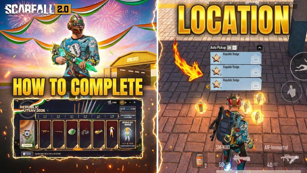 HOW TO COMPLETE REPUBLIC UTSAV EVENT SCARFALL 2.0 🔥 Republic Badge Location 