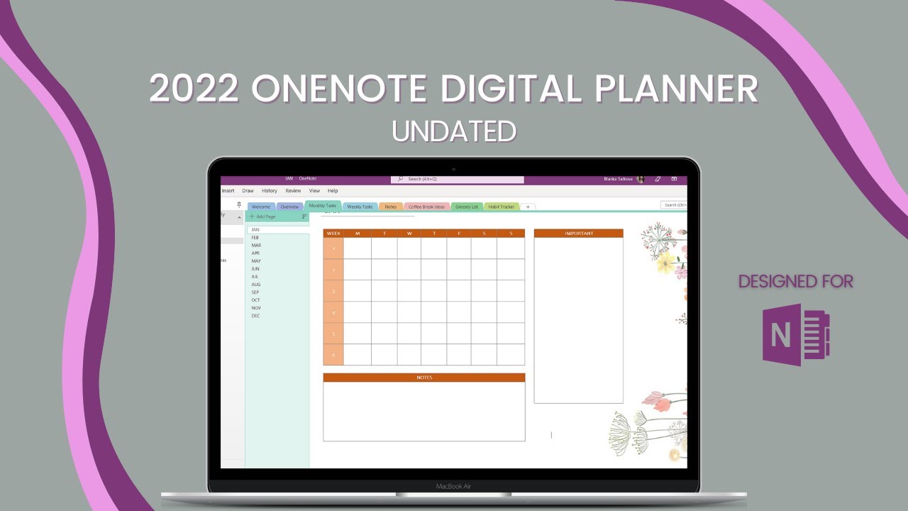 OneNote Planner 2022, Undated OneNote Planner, Digital OneNote Planner ...