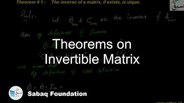 Theorems on Invertible Matrix, Math Lecture | Sabaq.pk